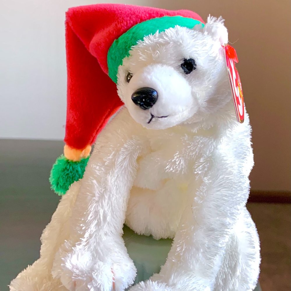 2003 40026 Snowdrift Christmas Holiday Polar Bear Winter Hat Ty Beanie Baby MWMT
